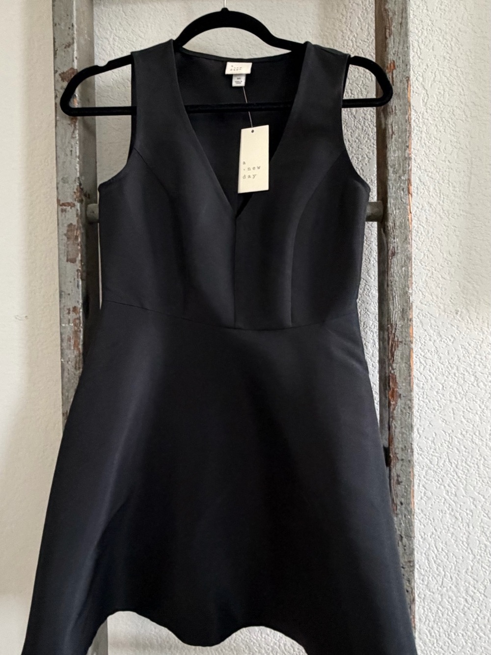 a new day Black V-Neck Sleeveless Mini A-Line Dress